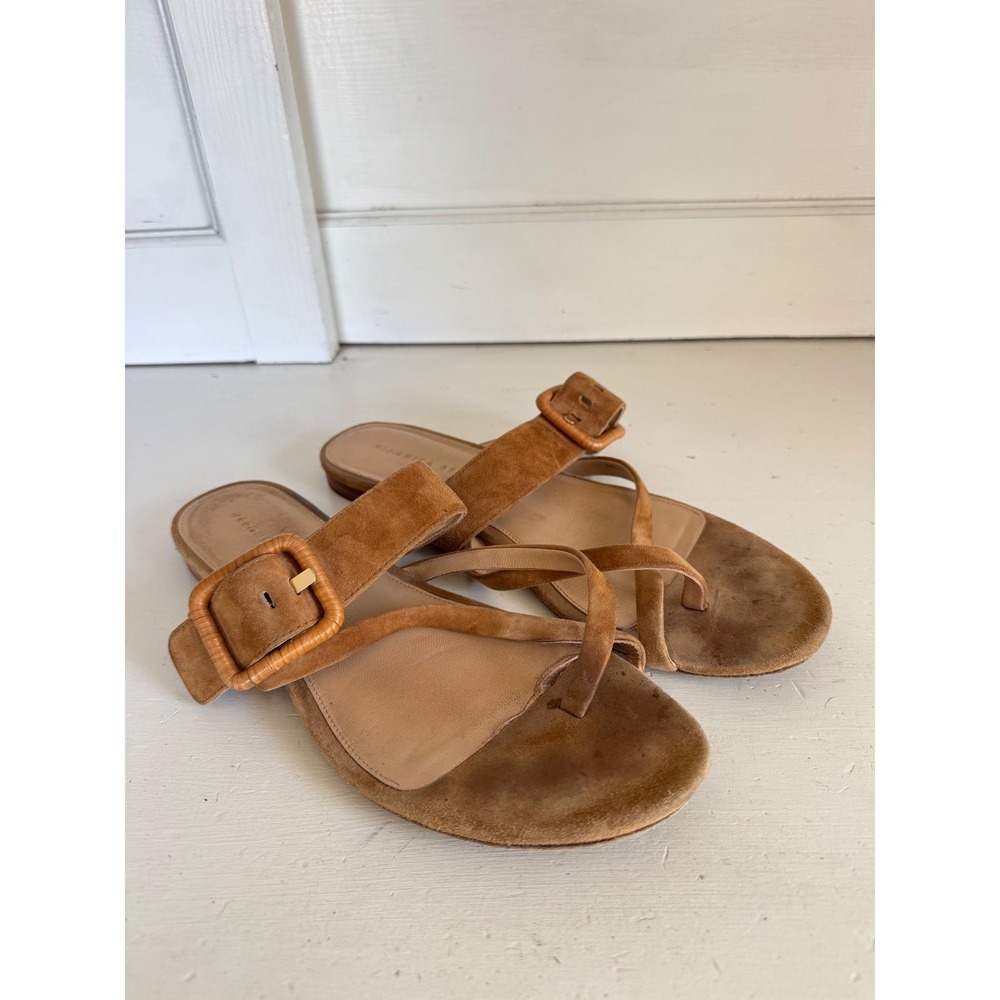 Veronica Beard tan Salva suede sandals